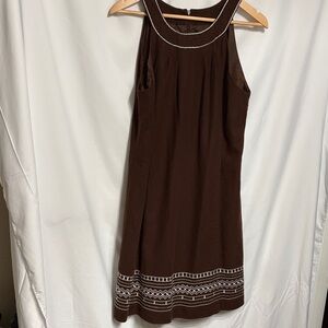 New Directions Brown Sleeveless Midi Dress Linen Blend SZ 12